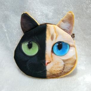split face cat coin purse